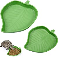 Los mejores  - 2 Piezas Platos Tazones de Agua de Alimentos de Reptil de Hoja para Tortuga Serpiente de Maíz Rastrear Mascota Beber y…
